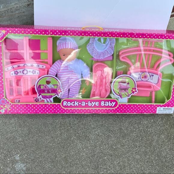 Rock A Bye Baby 14 Inch Baby Doll With Bed, Utensils and Dinni… - Picture 5 of 12